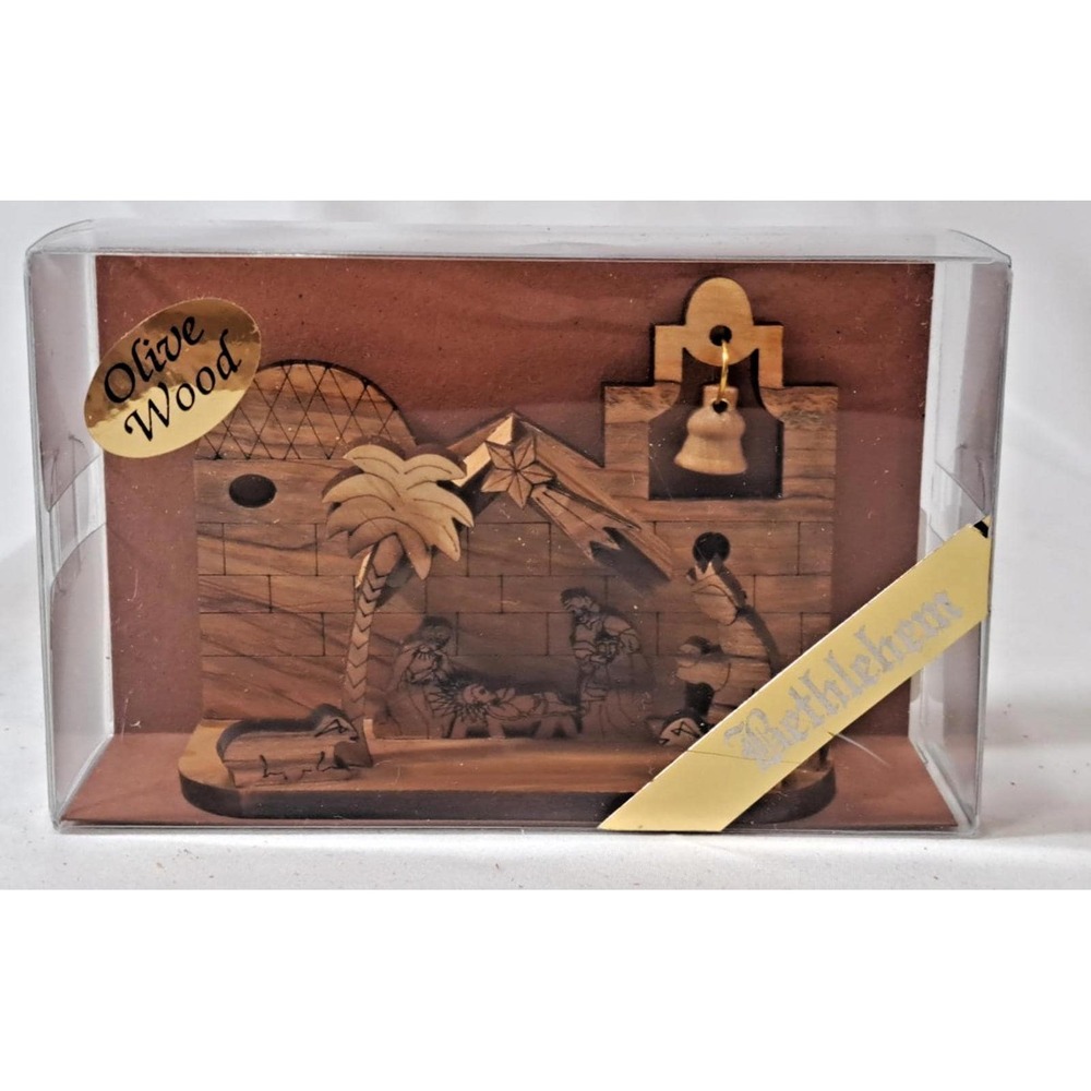 4 Halamit Leibovich Olive Wood Carved Christmas Nativity Bethlehem Holy Land New